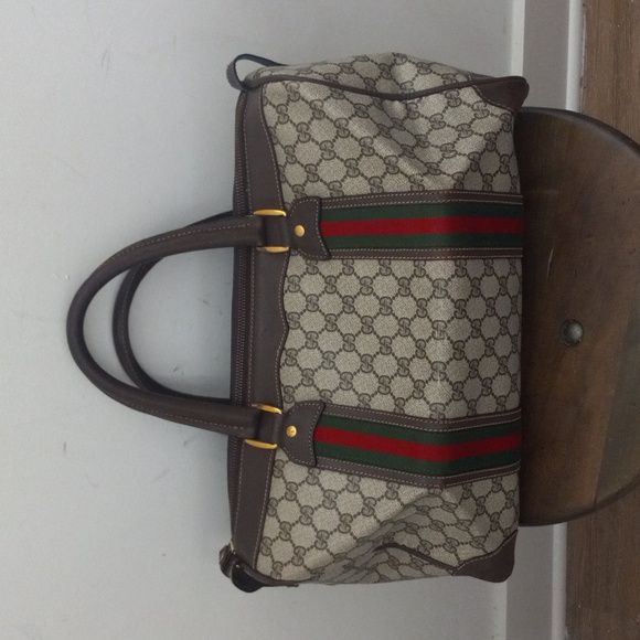 Authentic Vintage Gucci GG Monogram Supreme Sherry Web Ophidia Large Boston Bag - Picture 3 of 10